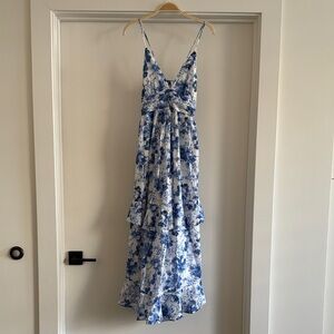 Abercrombie & Fitch Blue and White Floral Spaghetti-Strap Maxi Dress